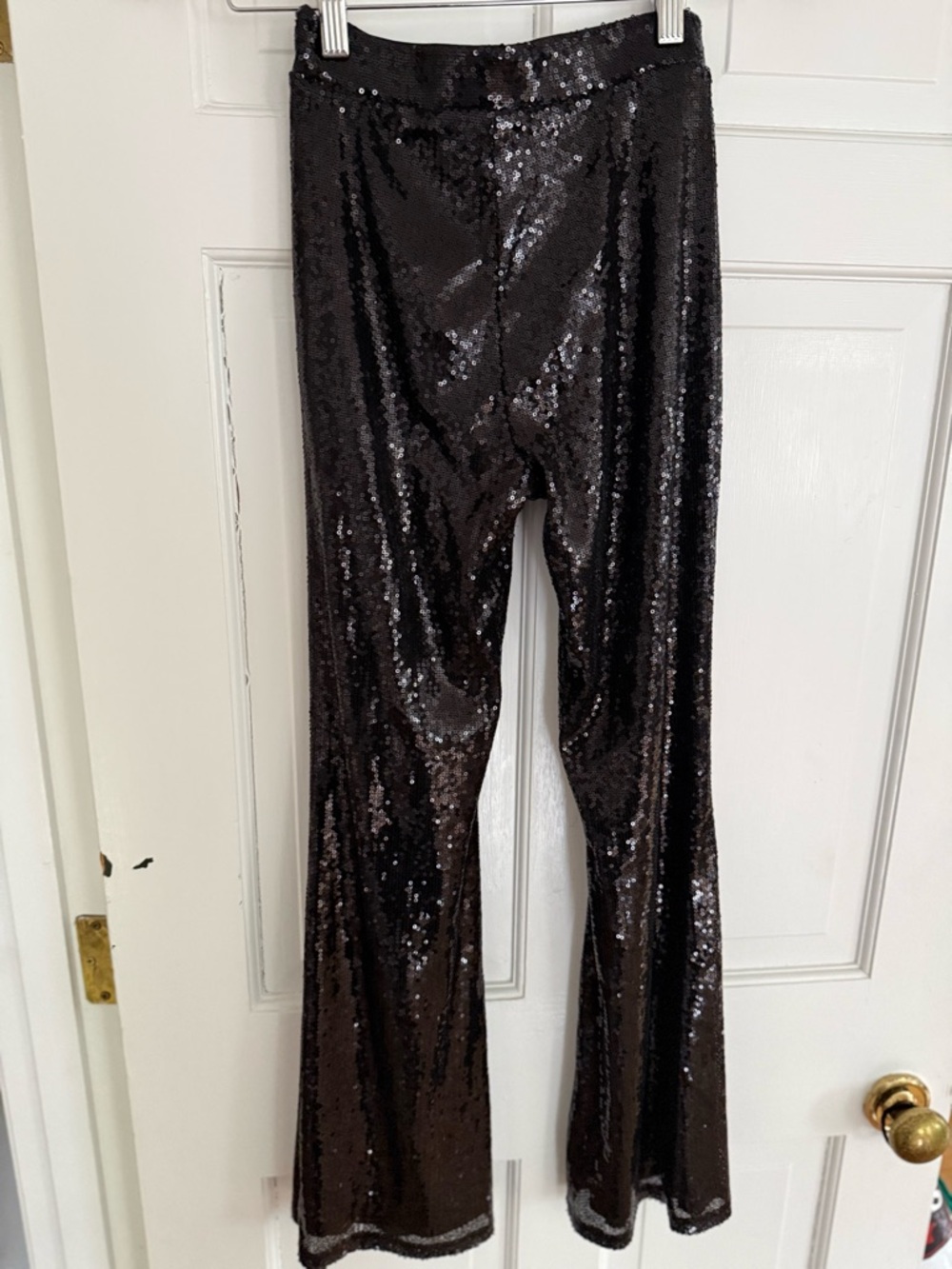 Black Sequin Flared Pants